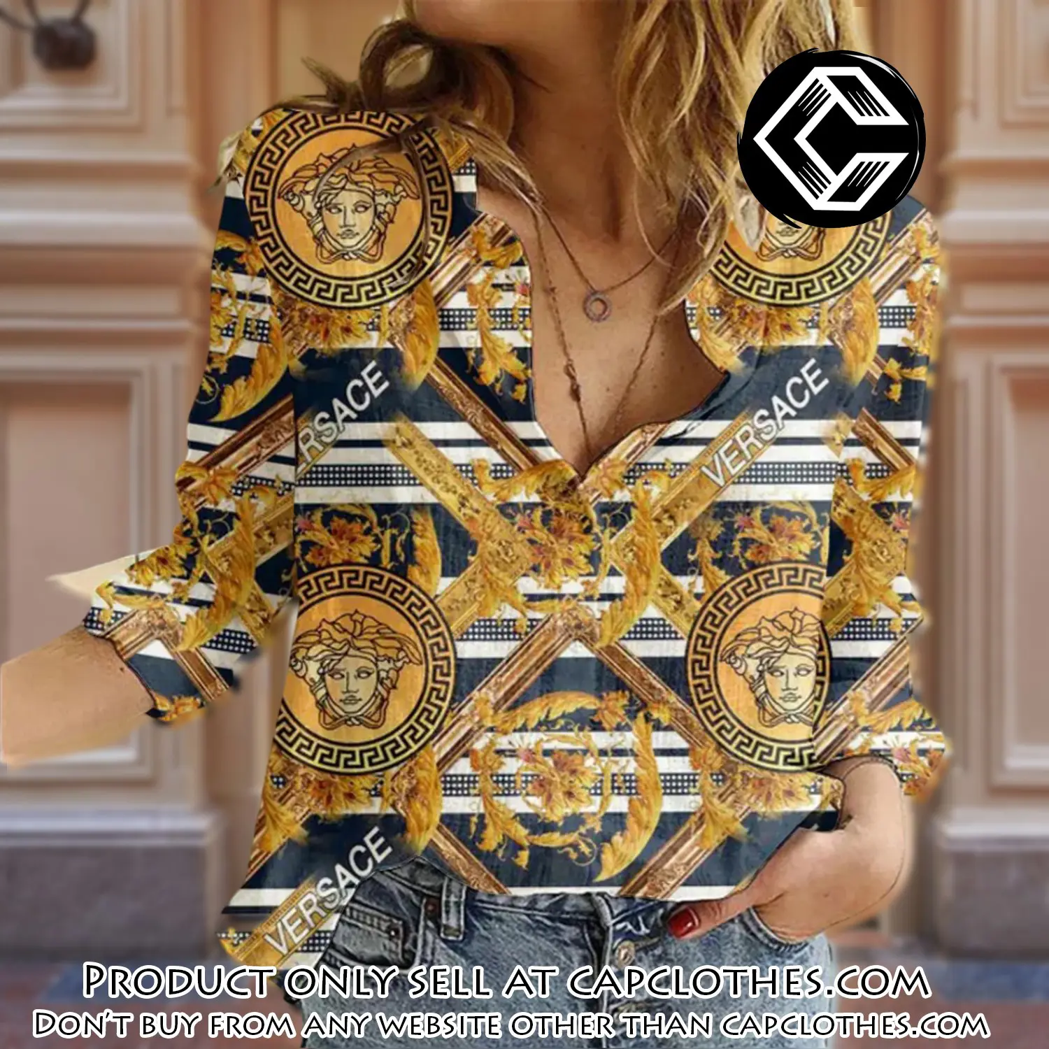 Versace luxury women casual shirt linen shirt wcs1067 cc0056971